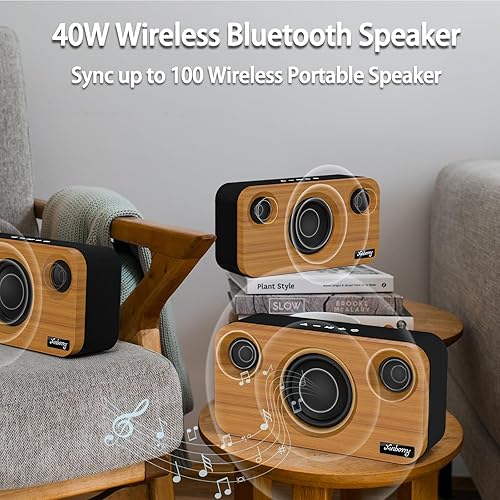 Miniatura 3 de Altavoz Bluetooth con graves profundos, altavoz portátil inalámbrico de 40 W (pico) con TWS, AUX, tarjeta TF, sonido estéreo, sincronización de