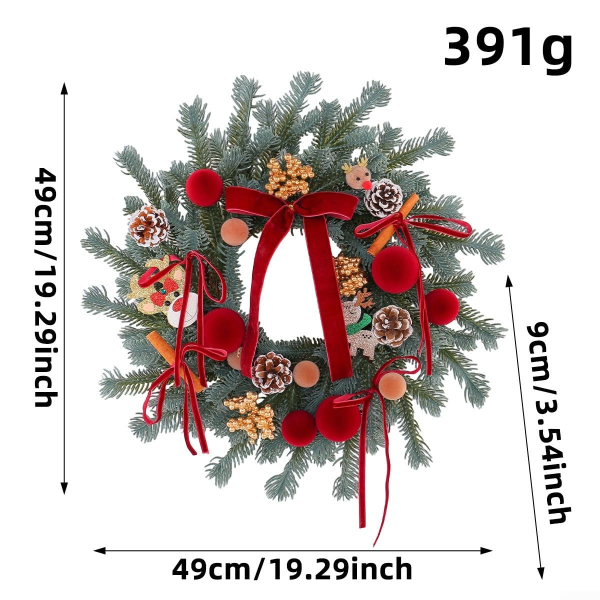 Rustikaler Weihnachts Türkranz Tropfenform 44cm Künstliche Kiefer
