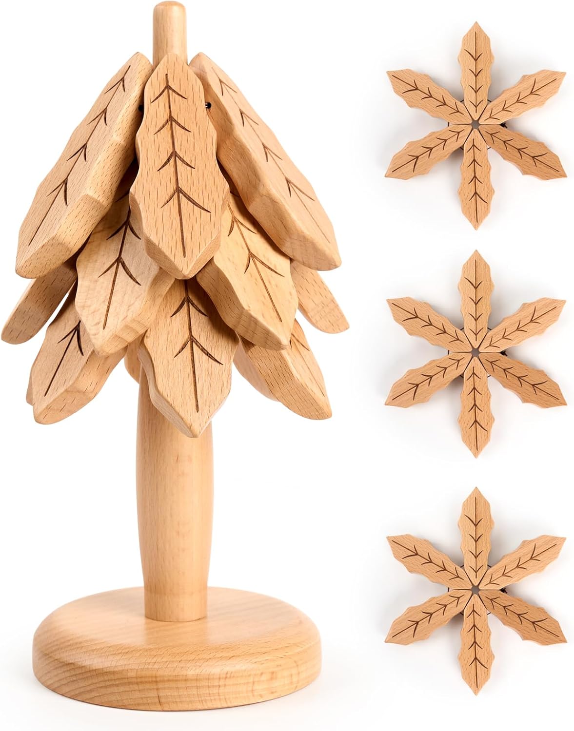 Verdriz Wooden Trivets for Hot Dishes,Tree Coasters, Three