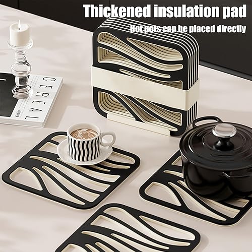 Miniatura 2 de Paquete de 6 salvamanteles de silicona, tapete aislante montado en la pared, tapetes de cocina aislados, antideslizantes, duraderos, salvamanteles