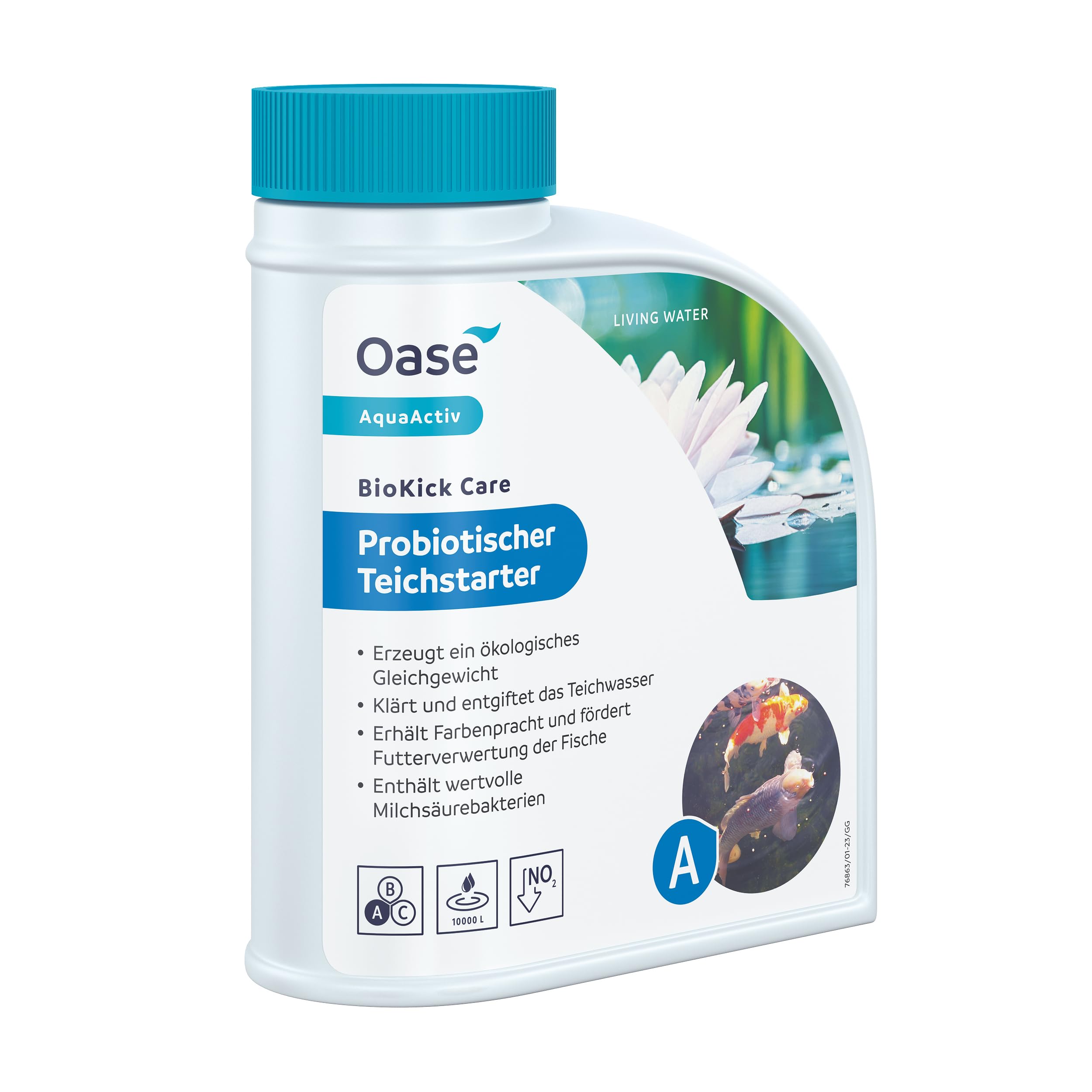 OASE AquaActiv BioKick Care 43155 Soin de l'eau Naturel pour bassins 500 ML – Produit d'entretien hautement Actif avec minéraux naturels pour Une Eau Claire dans l'étang de Jardin, étang à Poissons,