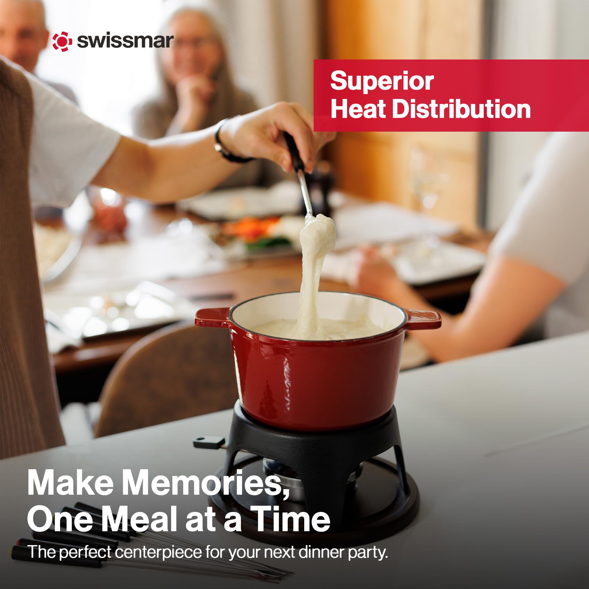 Swissmar Sierra Appareil a Fondue Pour 4 Personnes, 1.6L Fondue au Fromage, Fonte d'aluminium, Coffret Cadeau