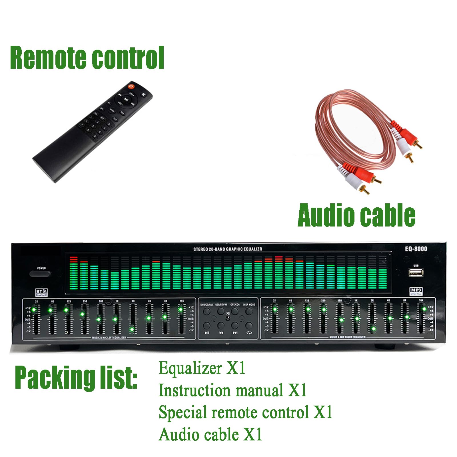 Equalizzatore Grafico a 31 Bande, Processore Audio Digitale, con Selezione della modalità di 12 Battiti, Sintonizzazione a 10 Bande, Riduzione Automatica del Rumore, per Spettacoli sul Palco