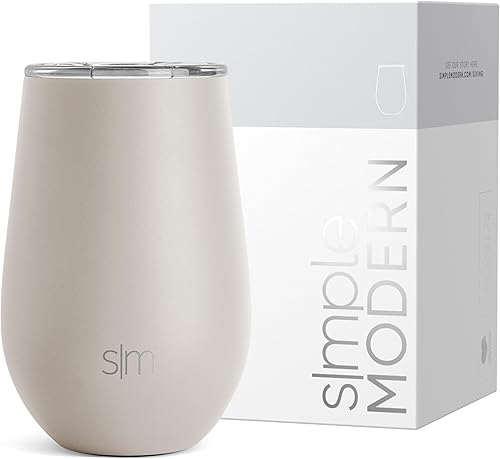 Simple Modern Vaso de vino con tapa, bonito vaso de vidrio sin tallo con tapa a presión, taza de café aislada de acero inoxidable, regalos para