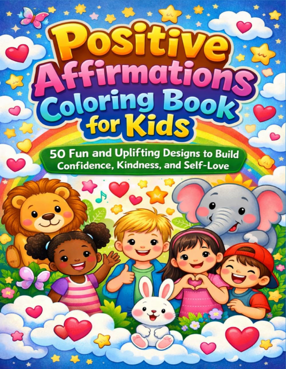 Positive Affirmations Coloring Book for Kids: 50 Fun and Uplifting Designs to Build Confidence, Kindness, and Self-Love