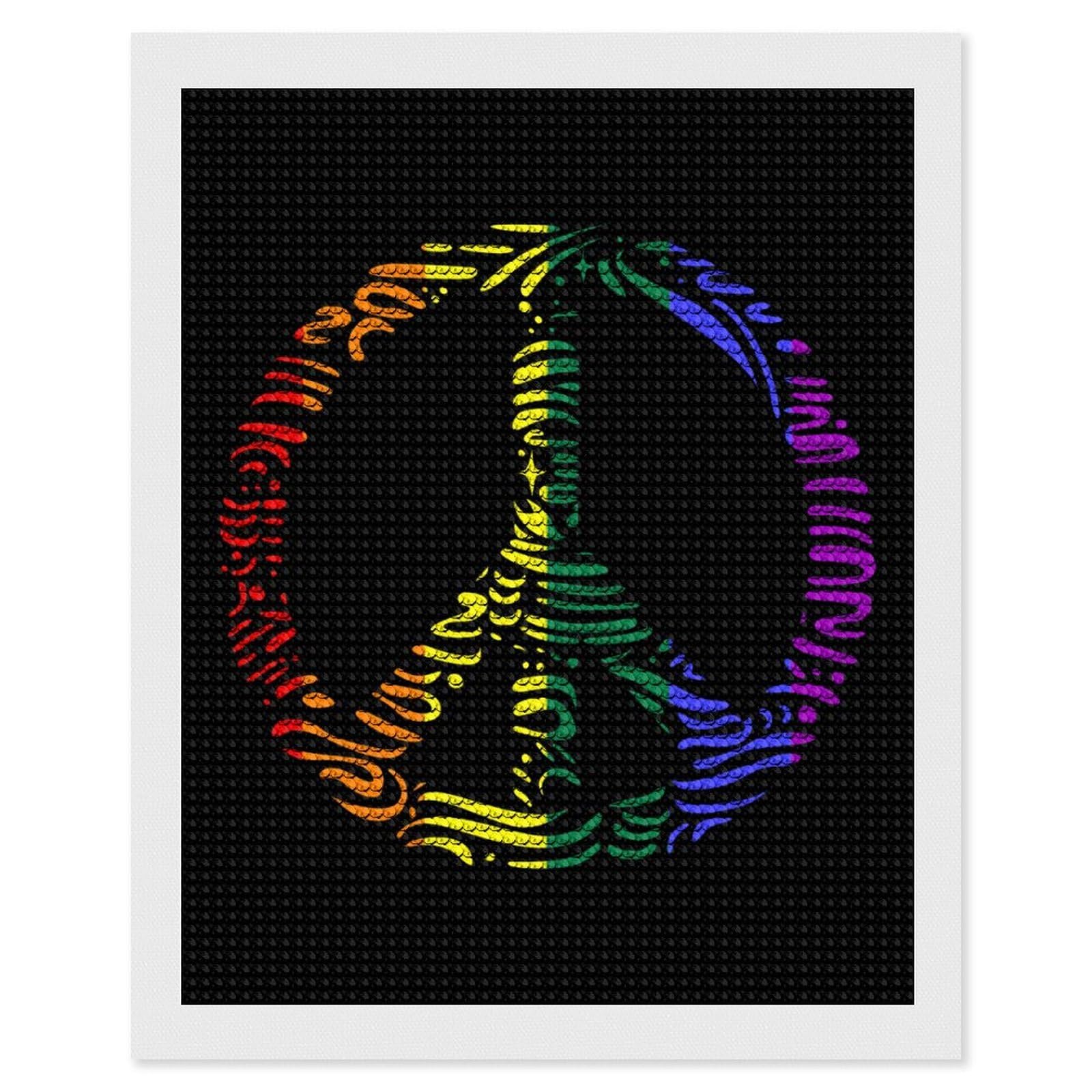 Nclqvjxzkhw Style Peace Lgbt Rainbow Flag Diamond Art Painting For Adult Round Diamonds Pictures Arts Crafts Home Wall Decor 16"X20"