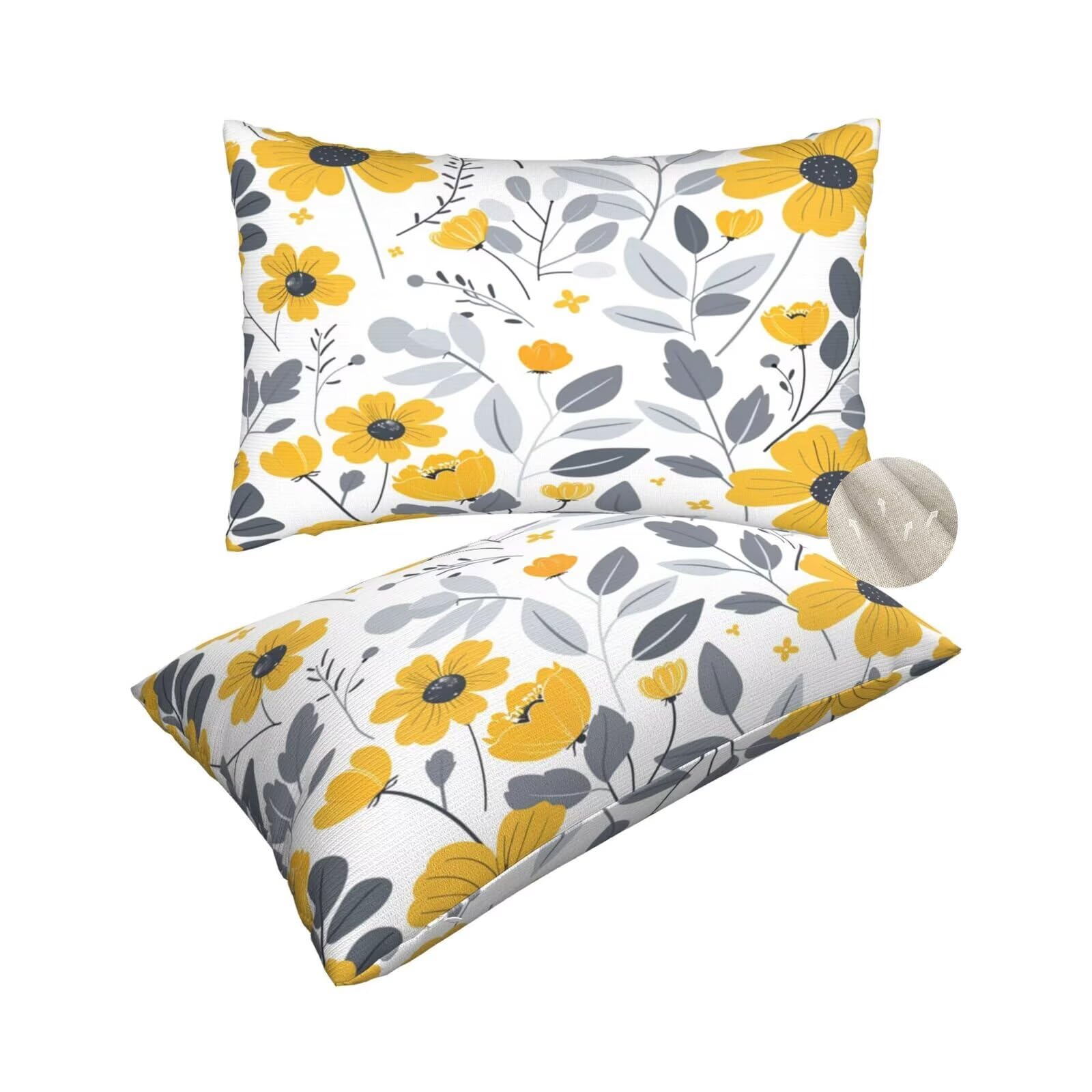 Taie oreiller rectangulaire jaune 60x80 cm pour coussin canapé