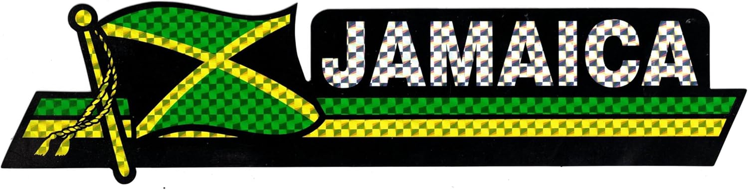 Pack of 24 Jamaica Flag 3"x12" Reflective Decal Bumper Sticker DCX-120