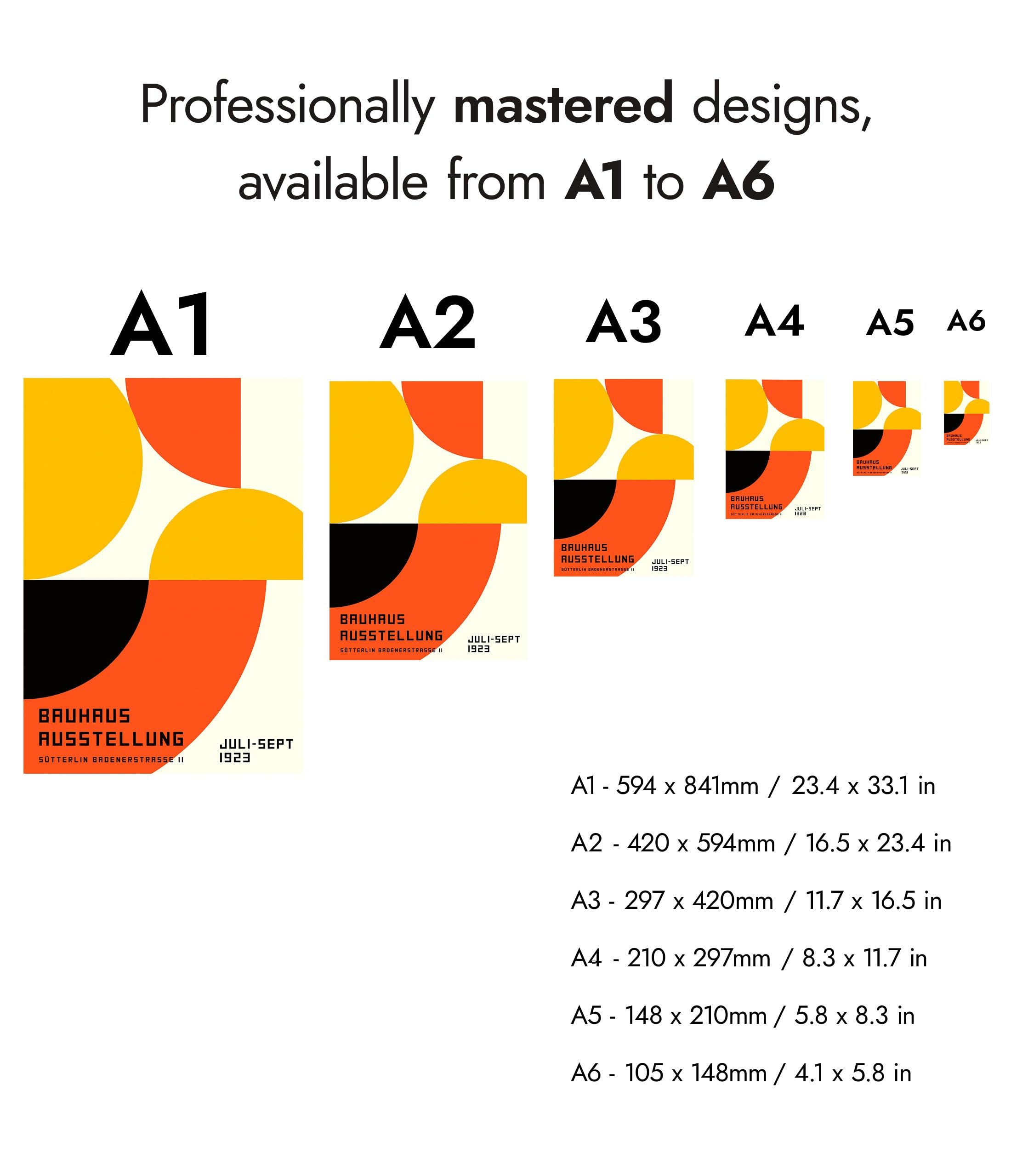 Orange Loop Poster, Bauhaus Print, Framed Abstract Art, Mid-Century Wall Art, Modern Home Decor, Gift Idea, Archival Matte, A2 (Print Only) - 59.4x42cm — view 5