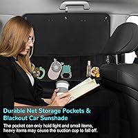 Vista 2 de Car Sun Shade Side Window, 2 Pcs Blackout Car Window Shade for Baby Privacy with Storage Net Pockets Auto Curtains 7 Suction Cups for Heat/UV
