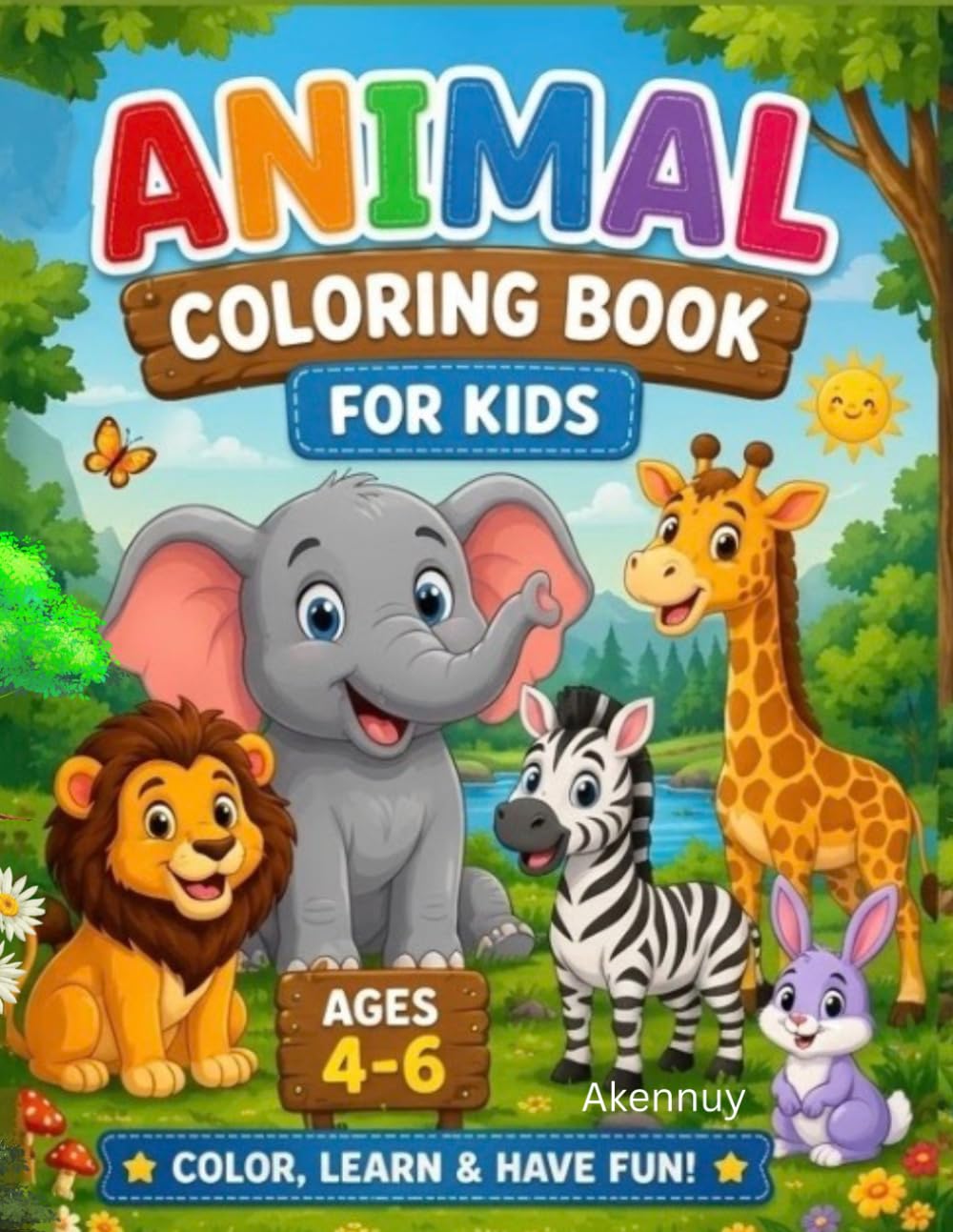 Animal coloring book for kids: Fun & learning, Ages 4-6 , Color , learn & have fun!