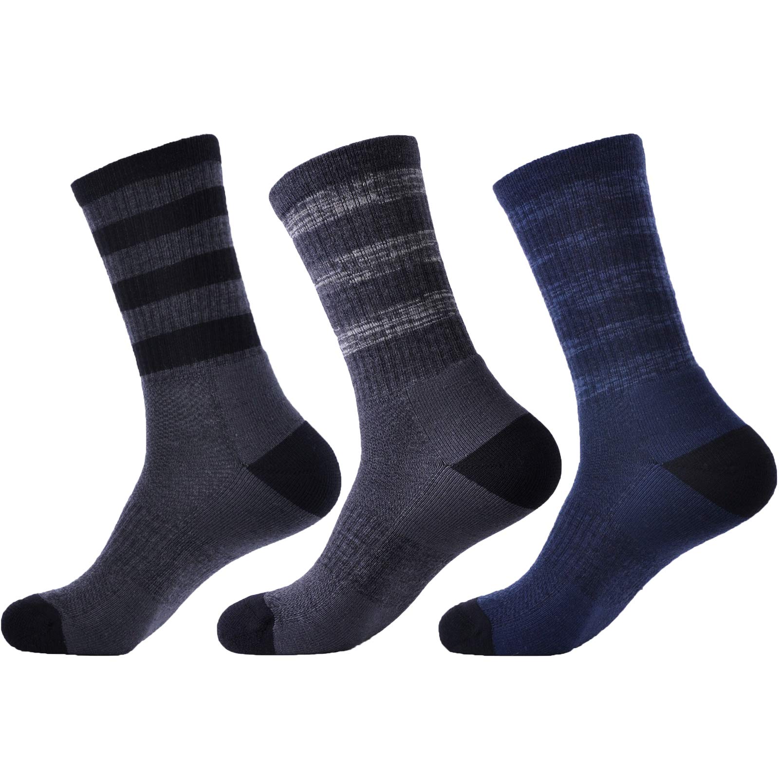 SOLAX 72% Men's Merino Wool Hiking Socks, Outdoor Trail Crew Socks 3 Pack