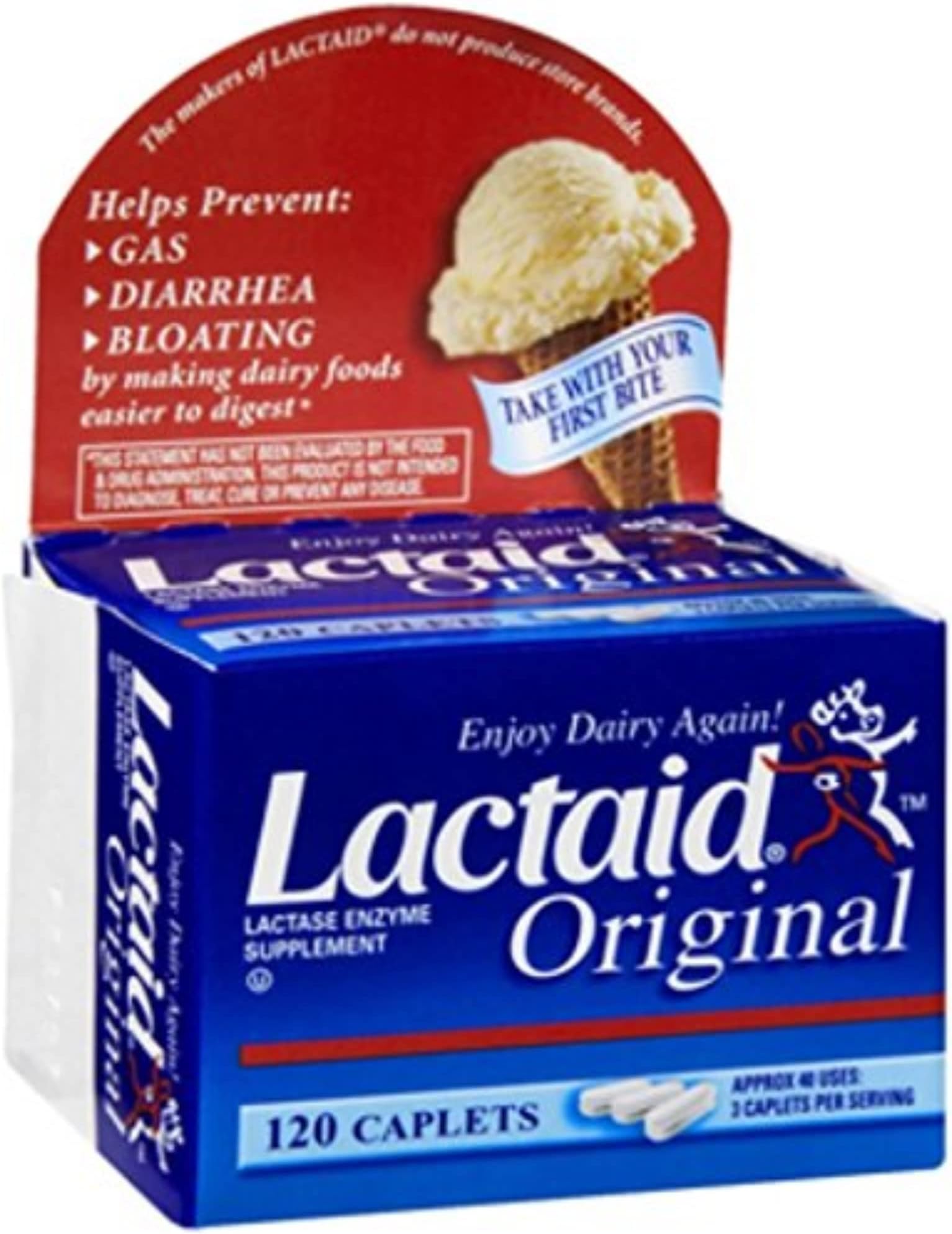 Lactaid Original Lactase Enzyme Supplement Caplets-120ct (Quantity of 2)