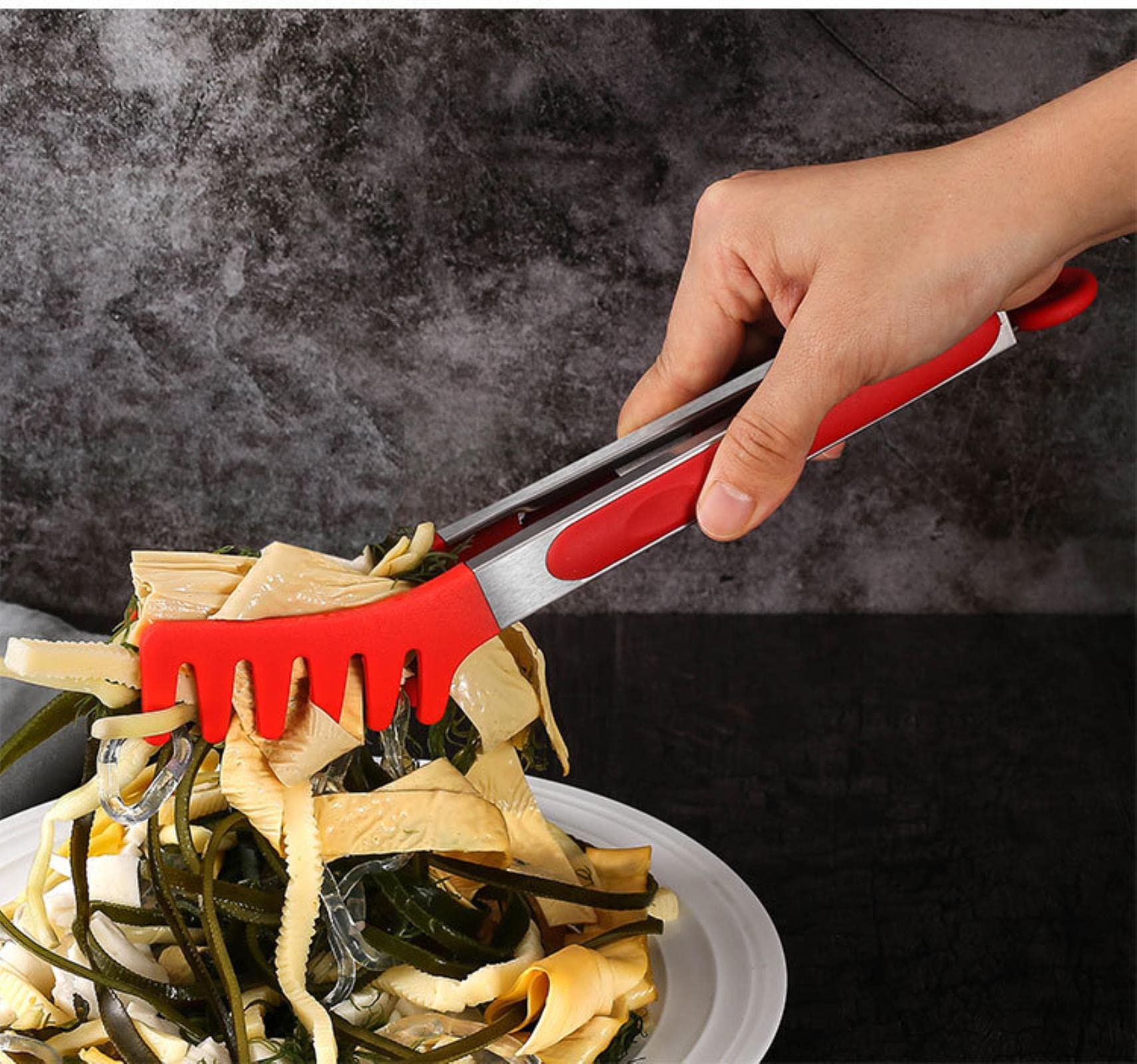 Küchenzubehör, Home Nylon-Nudelzange, Pasta-Spaghetti-Zange, Lebensmittelklammern, Edelstahlgriff, Kochutensilienzange (einfarbig)