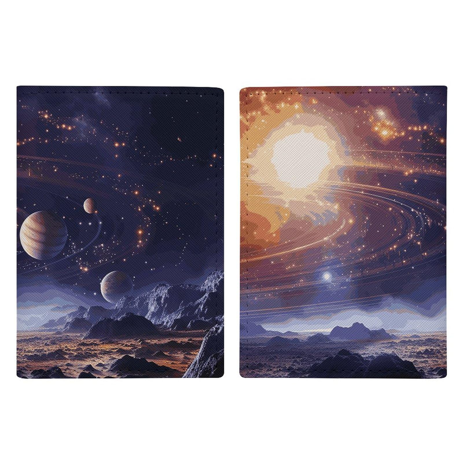 Livre de passeport cuir poisson univers galaxie pour document - 8