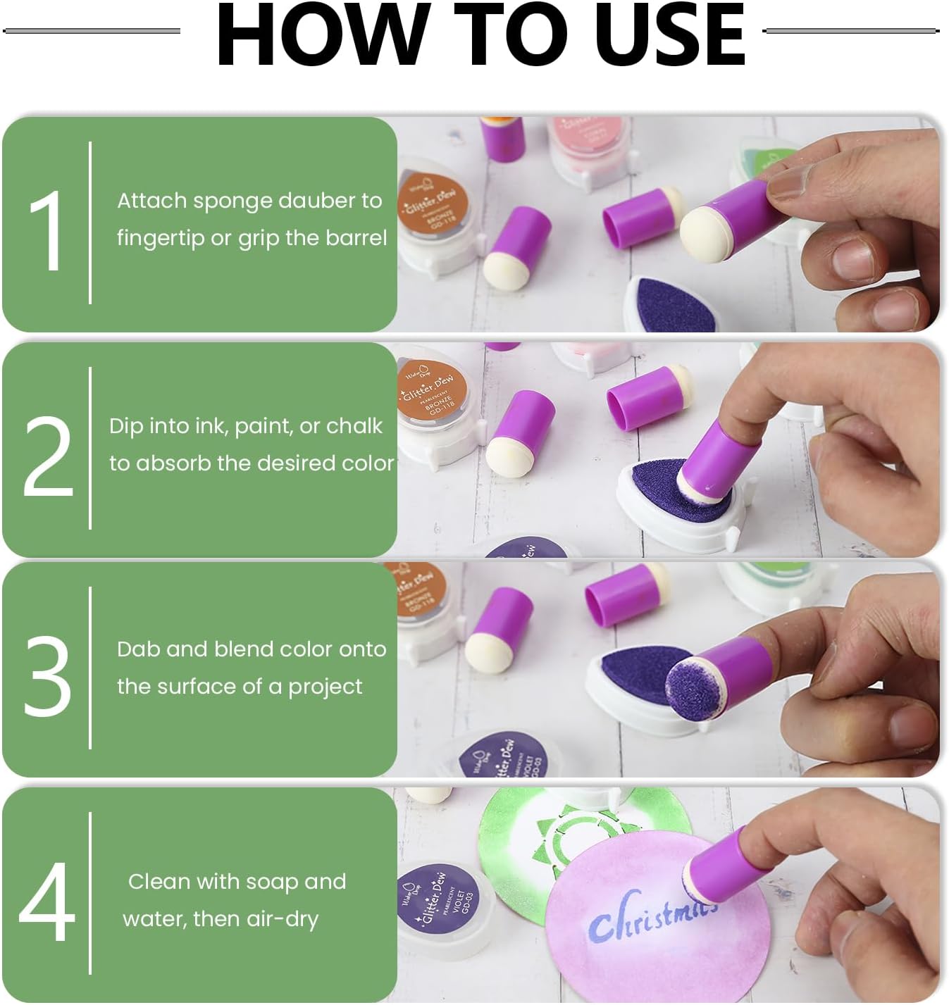 36 Pieces Sponge Daubers with Storage Case - Applicator for Stenciling, Sponging, and Detailed Effects - Fits Over The Finger and Makes Blending Accuracy Easier