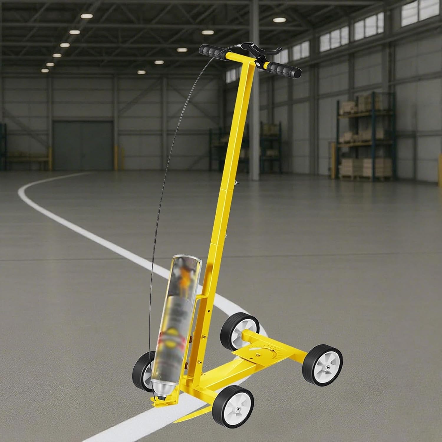 Machine de Traçage de Lignes à Pousser avec Roues – Marqueur de Ligne à Peinture Aérosol Réglable pour Terrains de Sport, Parkings, Routes & Entrepôts – Applicateur Durable