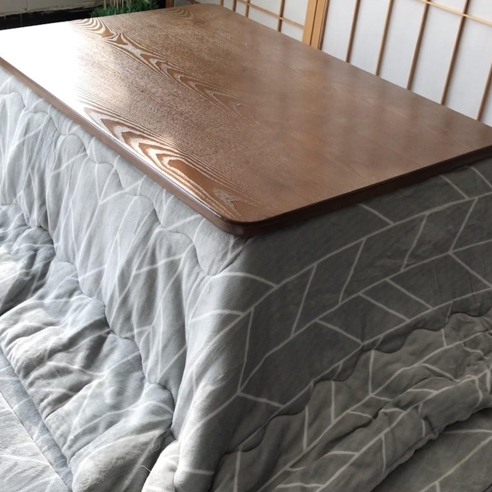 HARELA Kotatsu 4er-Set Wohnzimmerheizung Im Winter, mit Decke Teppich Heizung, Aus Massivholz Heiz-Kotatsu Im Wohnzimmer, Warmes Geschenk Für Die Familie(Gray B)