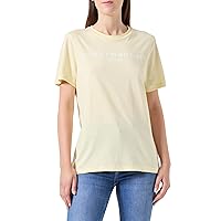 Tommy Hilfiger T-Shirt Maniche Corte Donna Scollo Rotondo, Giallo (Lemon Zest)