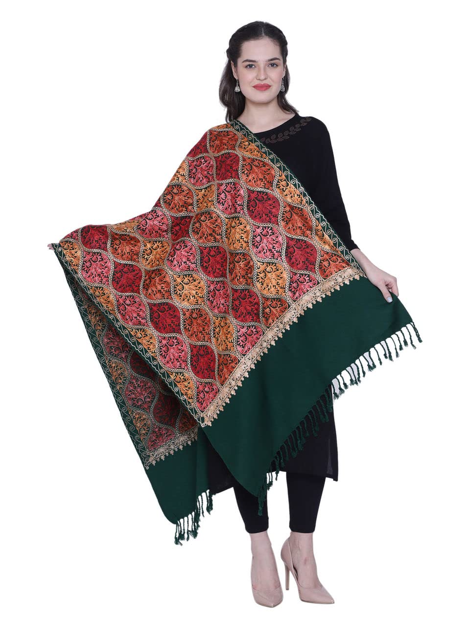 Women's Kashmiri Aari Embroidered Wool Stole-image-37