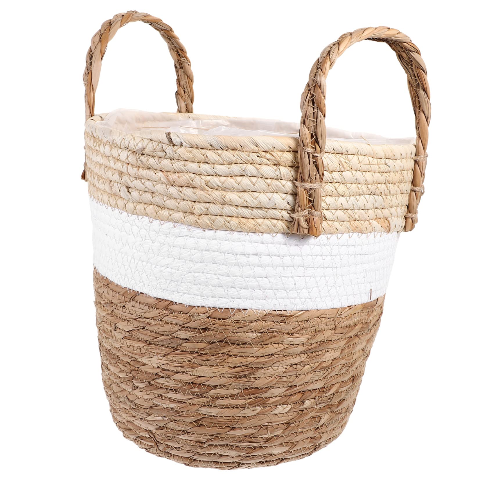 Panier à Fleurs Tressé Décoratif en Herbe, Support de Pot