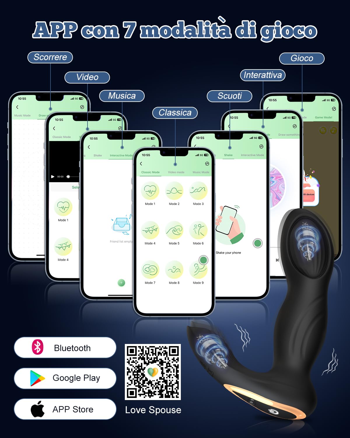 Vibratoreper Donna Professionale Wireless Telecomando con App 2 in 1 Vibratoreper Donna Piccolo Vibratore Plug Analesex kit Sex Toys Vibratoreper Uomo Vibratori Clidoride Sexyshop per Lui e Lei(Negro)