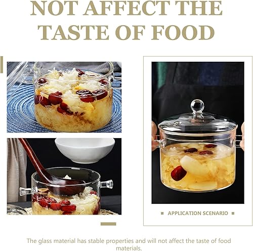 Miniatura 8 de Yardwe Juego de 2 utensilios de cocina de vidrio transparente, cazuela de vidrio con cuencos de vidrio cubiertos para horno para cocina