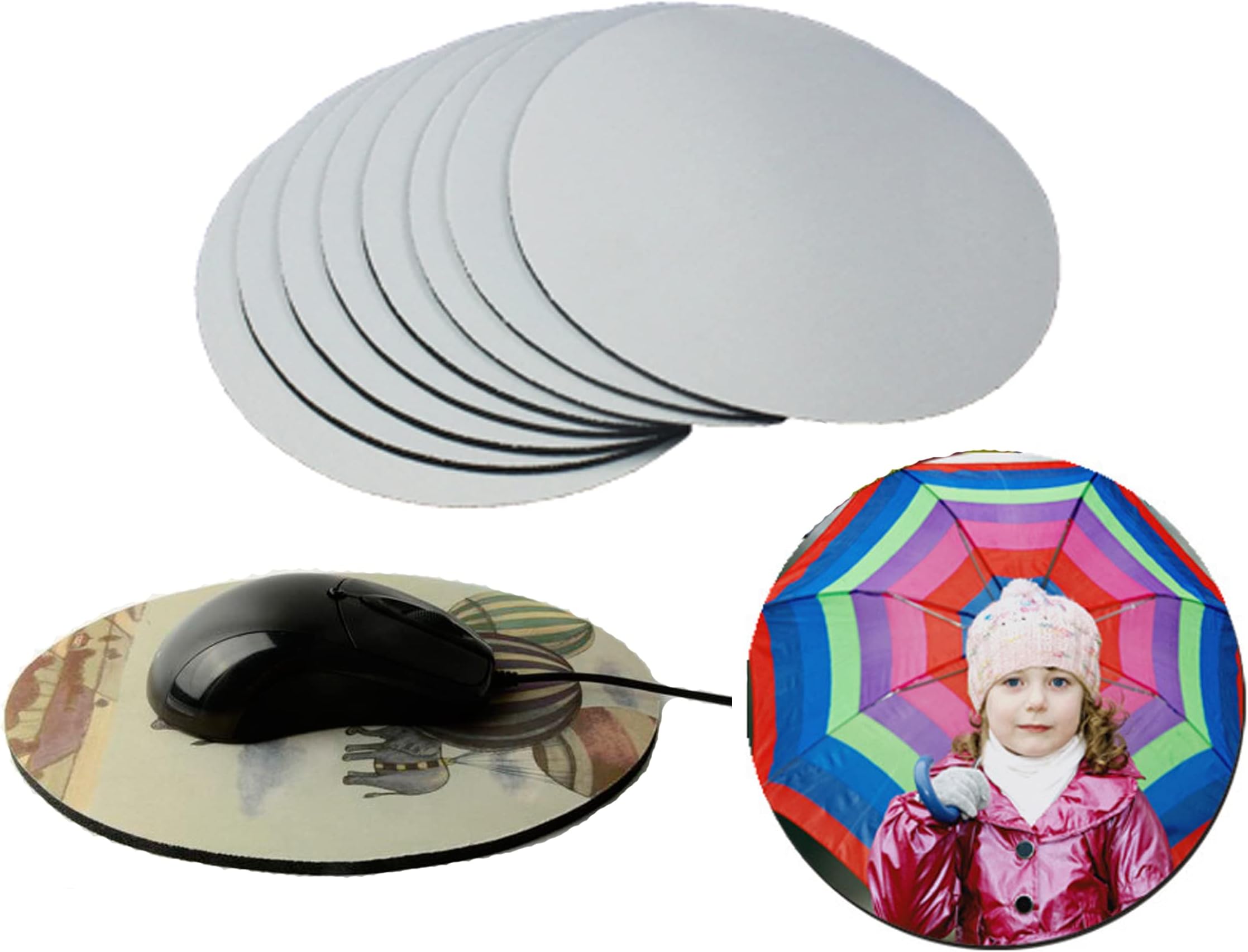 10 Pieces Blanks Round Mousepads Sublimation Heat Transfer Mouse Pad 20 x 20 x 0.03cm