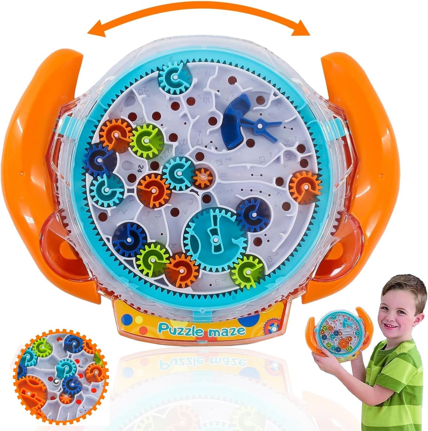 Labirinto 3D, Labirinto con 2 Palla per Bambini, Puzzle Educativo per Ragazzi e Ragazze 4-8 Anni (Arancia)
