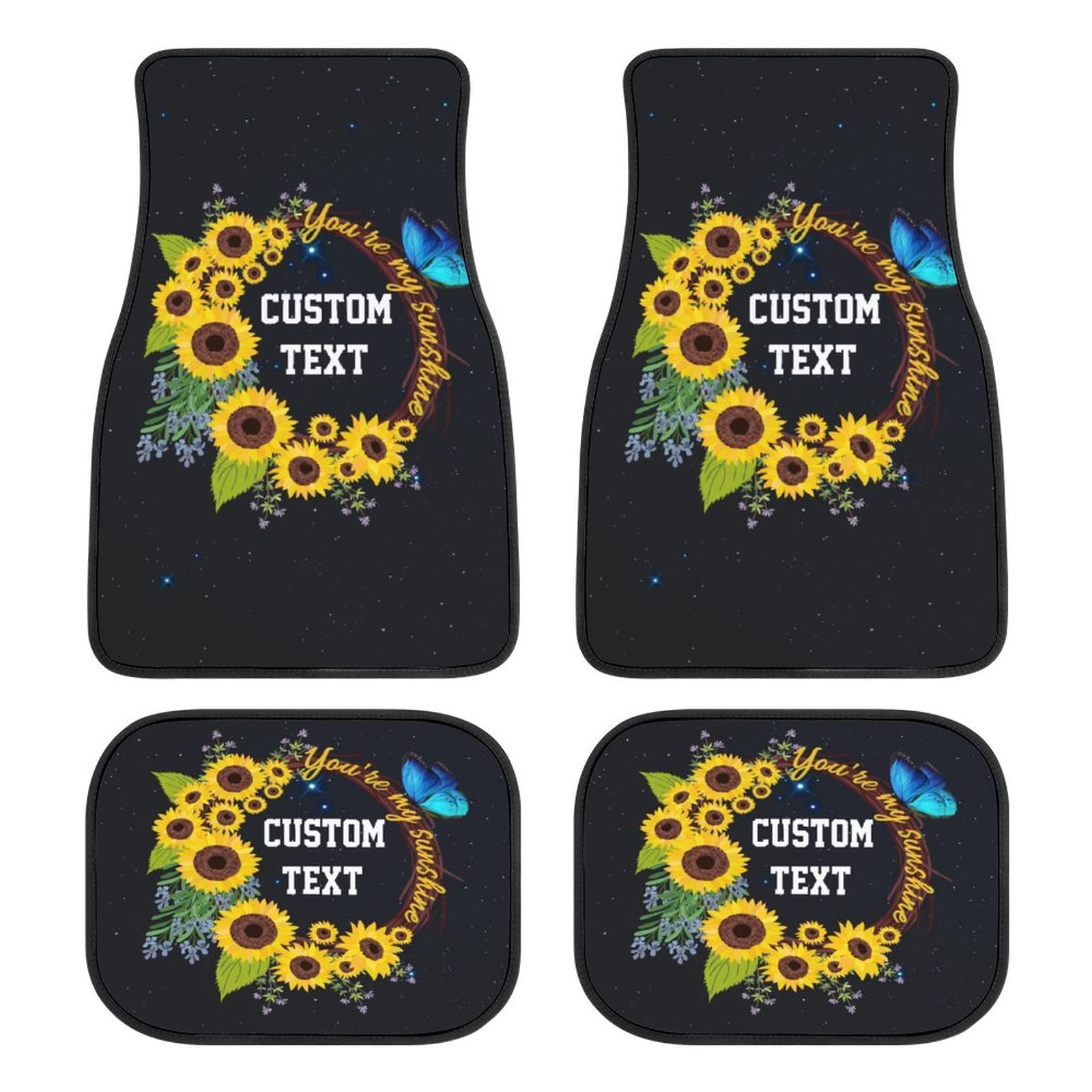 Custom Universal Car Floor Mats Car Accessories 4 Pieces Personalized Auto Interior Decorative Sunflower Car Mats Waterproof Non Slip All Weather