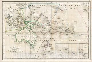 Historic Map - Delamarche Map of Australia and Polynesia, 1850 - Vintage Wall Art - 24in x 36in