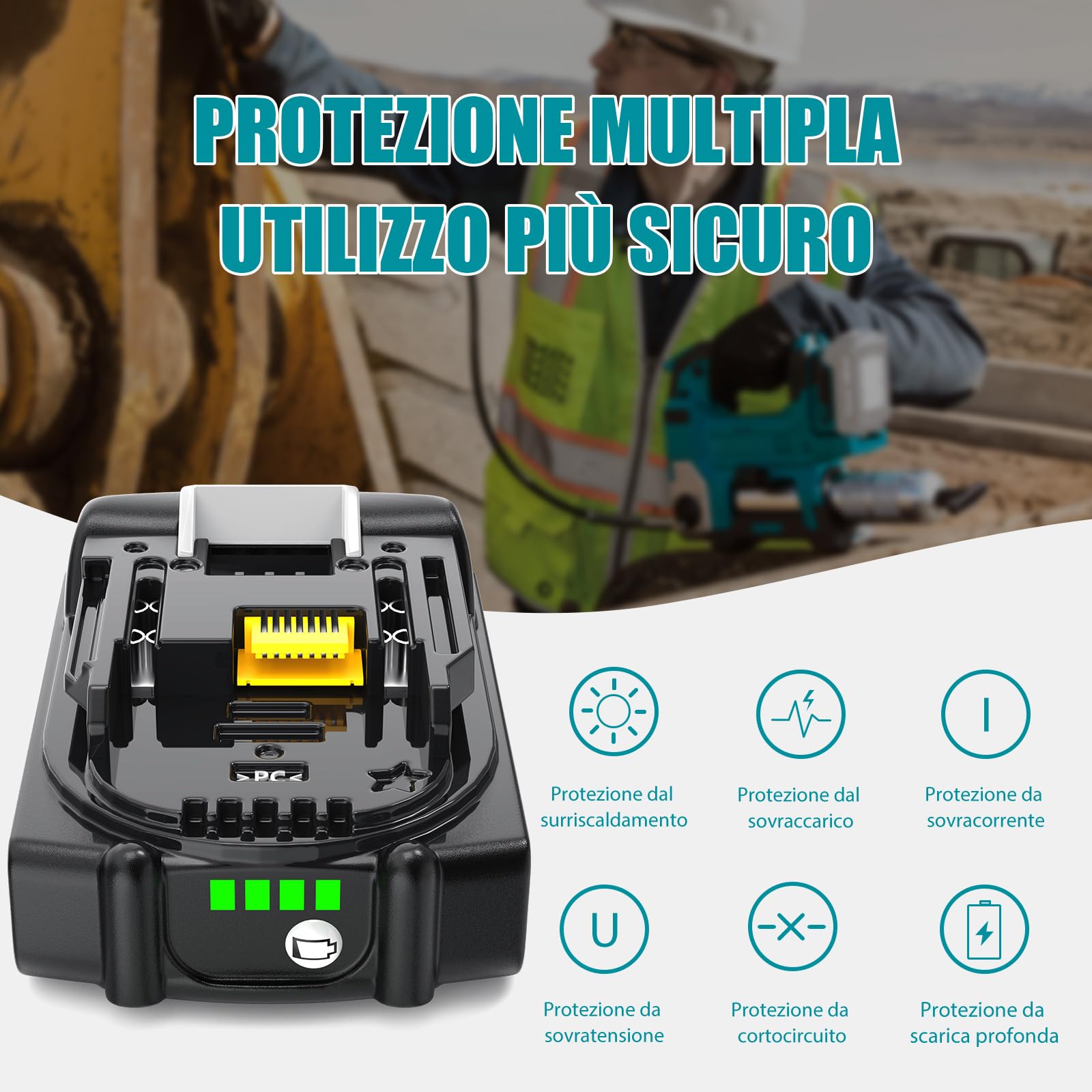 Batteria sostitutiva da 3 Ah per Makita 18 V, batteria agli ioni di litio compatibile BL1850B BL1860B BL1850 BL1860 LXT-400