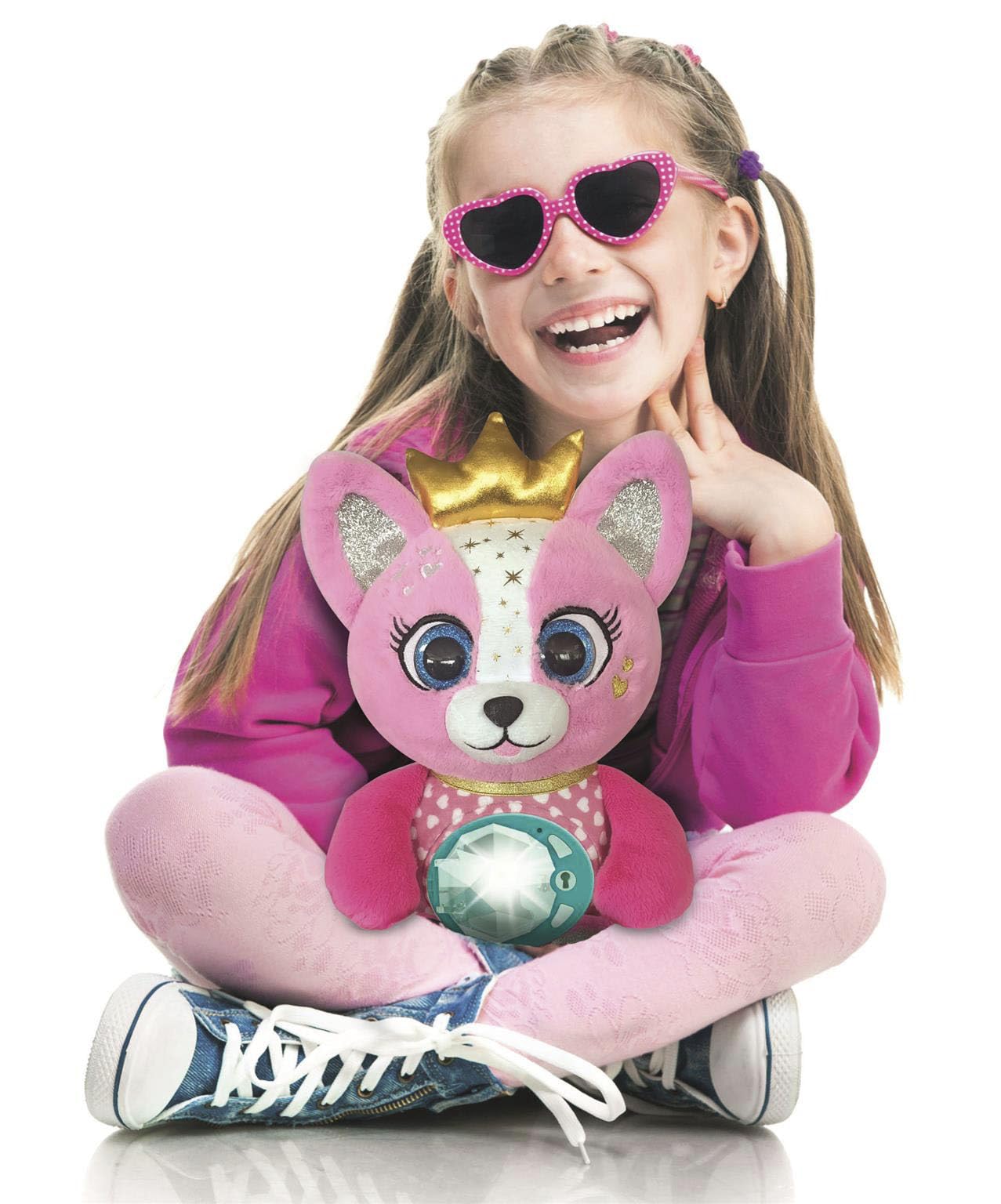 Clementoni - BFF Emy - La Mia Amica dei Segreti, Peluche Interattivo con Modulo Elettronico e Effetti Luminosi, Gioco per Bambini 4-6 Anni per Registrare Messaggi e Nascondere Tesori, 16680