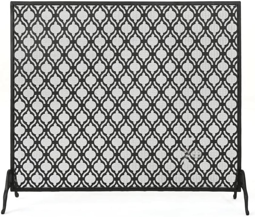 Fireplace Screen Iron Mesh Screen Door Guards Fireplace Screen Hollow Spark Screen Wrought Iron Fireplace Vertical Fire Screen Partition Screen Black Decorative Spark grates(Black)