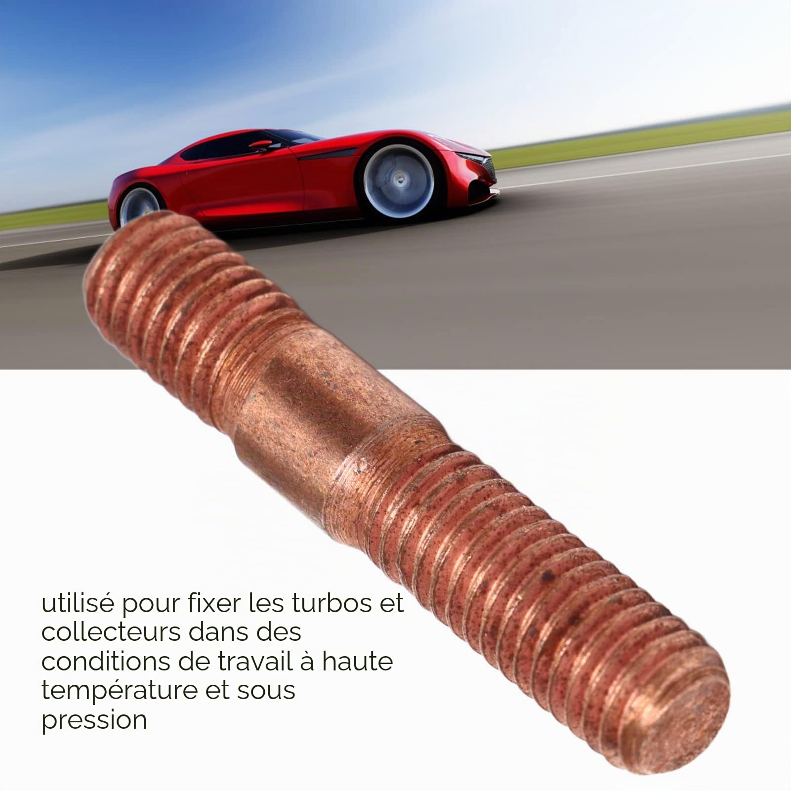 Kit de Goujons Allongés pour Collecteur D'admission, 8 Pièces M8 1,25 Kit de Goujons Turbo Filetés 8 Mm en Alliage Métallique Résistant à la Haute Pression pour Collecteur D'échappement
