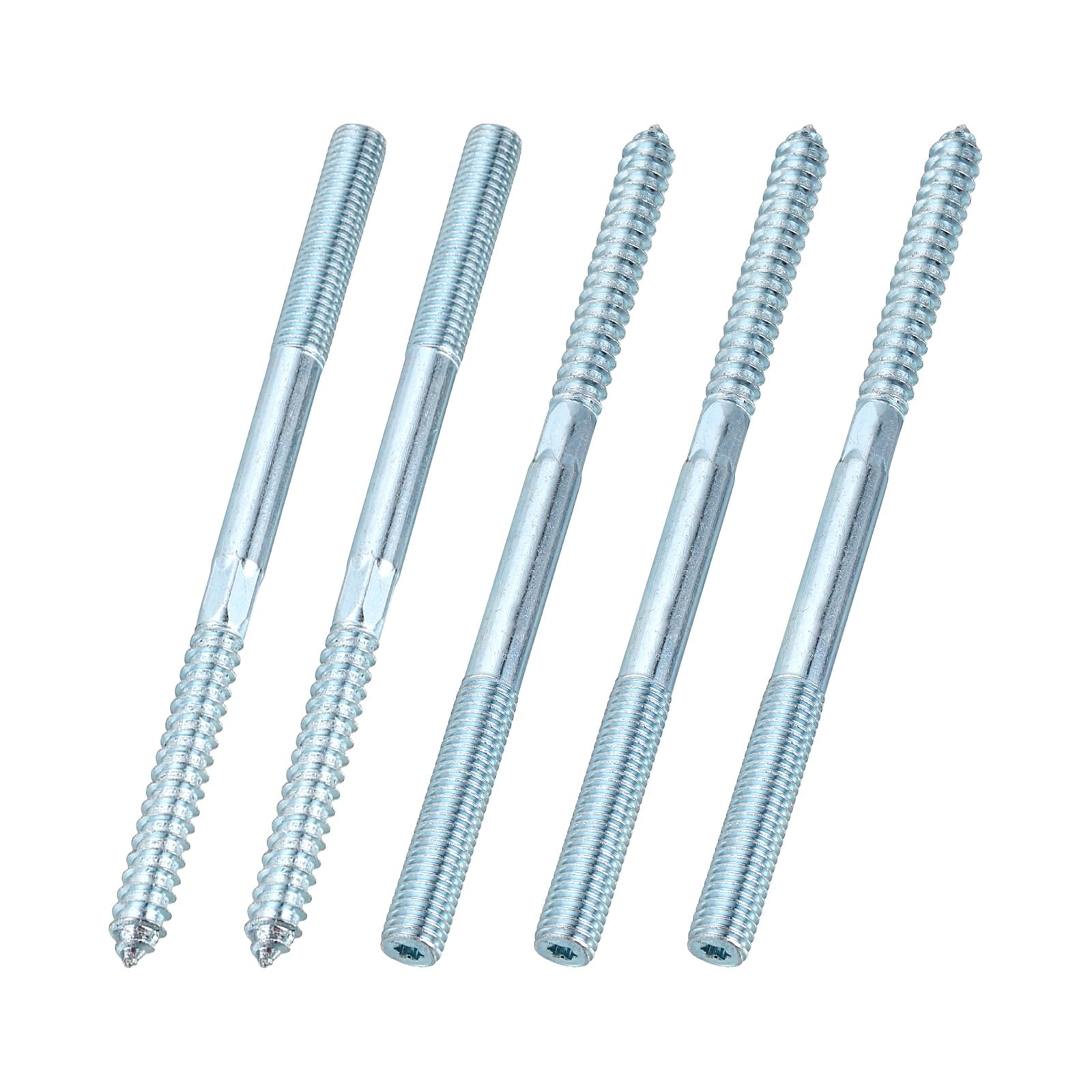 sourcing map M10 Hanger Bolts, 6.3"(160mm) Length Double Headed Hanger Bolts 0.39"(10mm) Wood Dowel Screw Self-Tapping Threaded Rods Screw for Assembling Wood Furniture Joint, Pack of 5