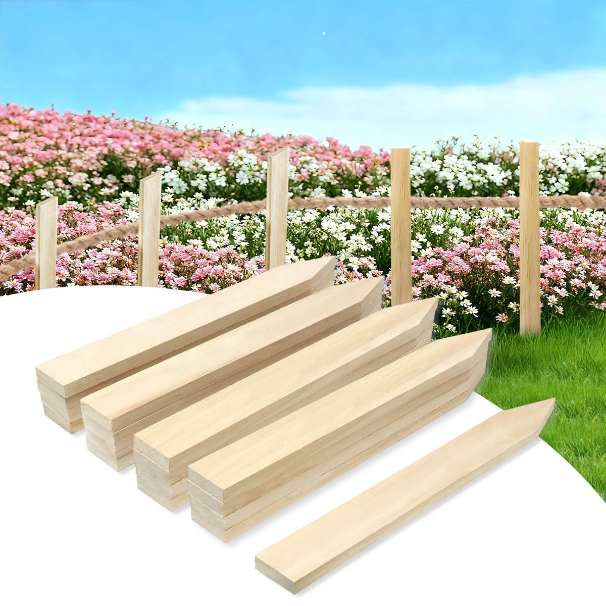 Photo 1 of Layrslot 30 Pcs 12 Inch Wooden Garden Stakes, Wooden Stakes for Signs, Grade and Survey Stakes for Plant Support, Silt Fence, Farm Survey Boundaries, Baselines