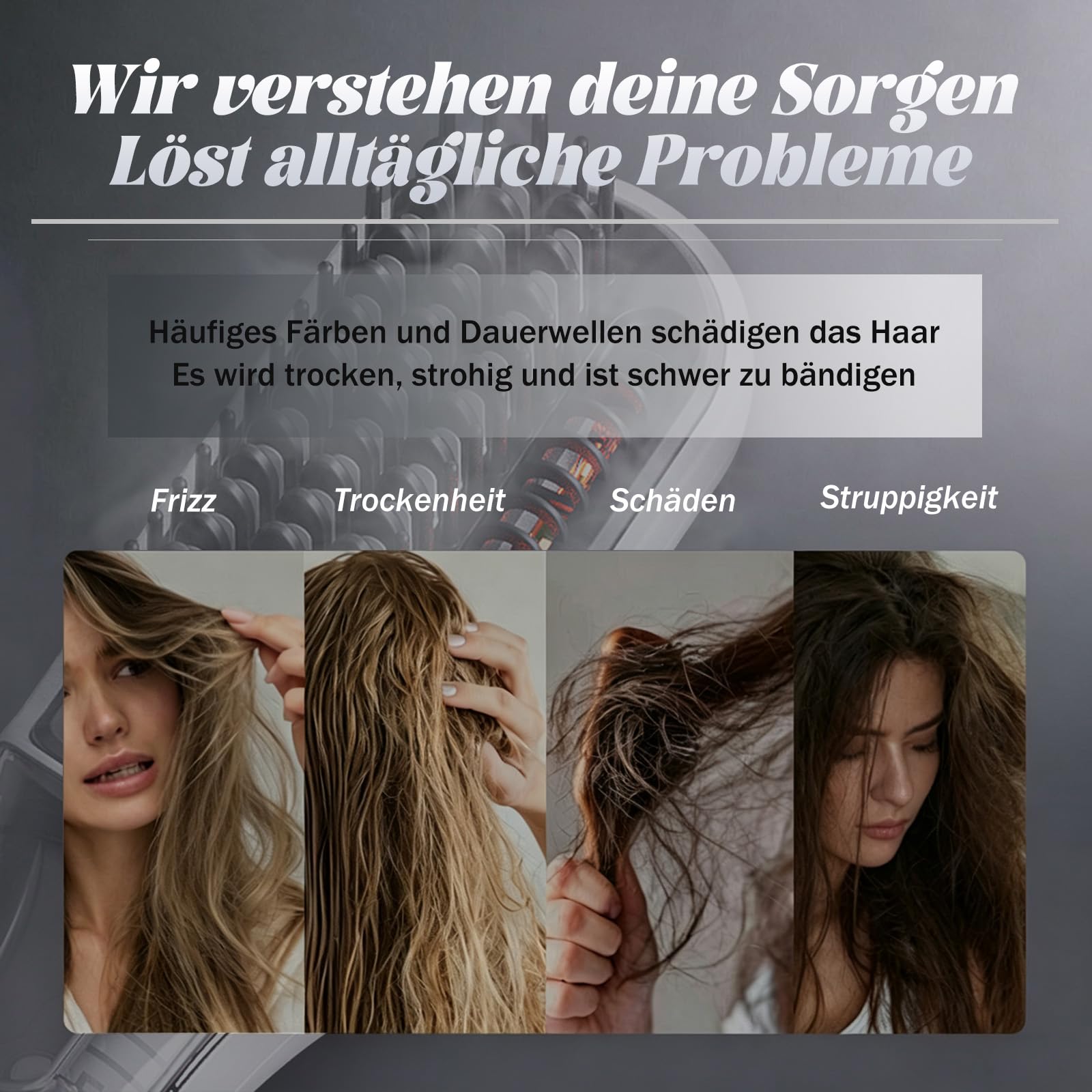 Dampf Glättbürste, für feines & widerspenstiges Haar, Weiß