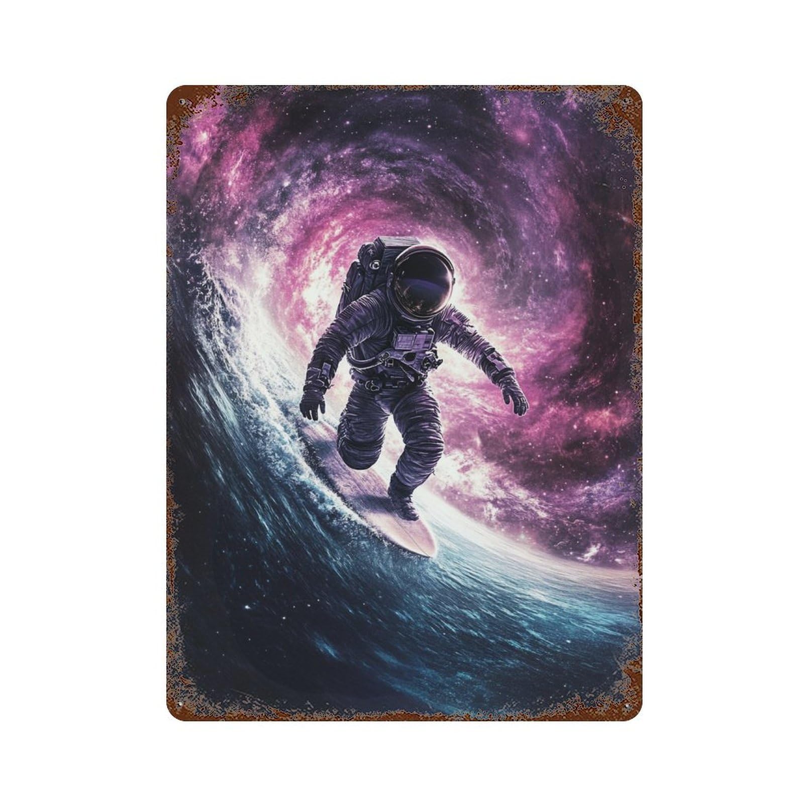 Cosmic Surfing Adventure-1 Retro Metal Sign 15.7"x11.8", Industrial Home Decor for Garage, Pub Or Kitchen