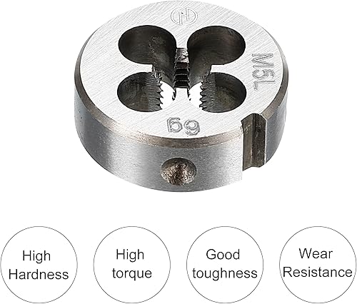 Miniatura 4 de uxcell Juego de brocas y troqueles M5 x 0.8 para fresado de rosca izquierda y troquel redondo, broca helicoidal de acero de alta velocidad de