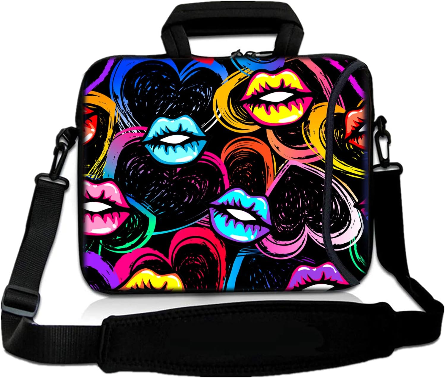 icolor 15" Laptop Bag Case Sleeve 14.1" 14.2" 15.6" Inch Neoprene Laptop Shoulder Messenger Bag 15.4" Notebook Computer Dual Zipper Cover Pouch Holder Pocket