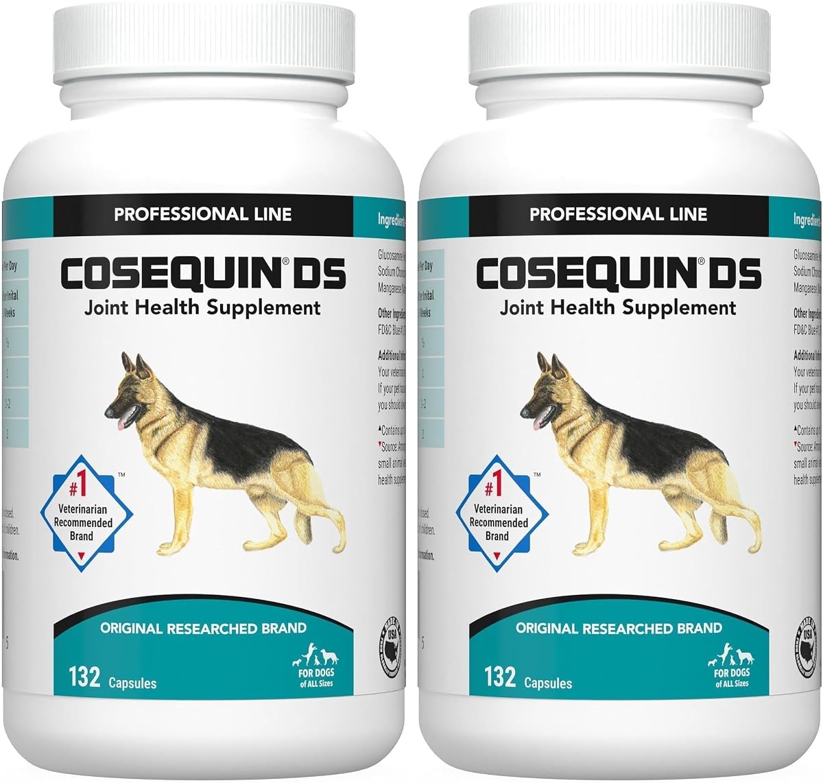Nutramax Cosequin para perros Suplemento para la salud de las articulaciones, contiene glucosamina para perros, además de condroitina, apoya las articulaciones saludables, cápsulas espolvoreadas, 132 unidades (paquete de 2)