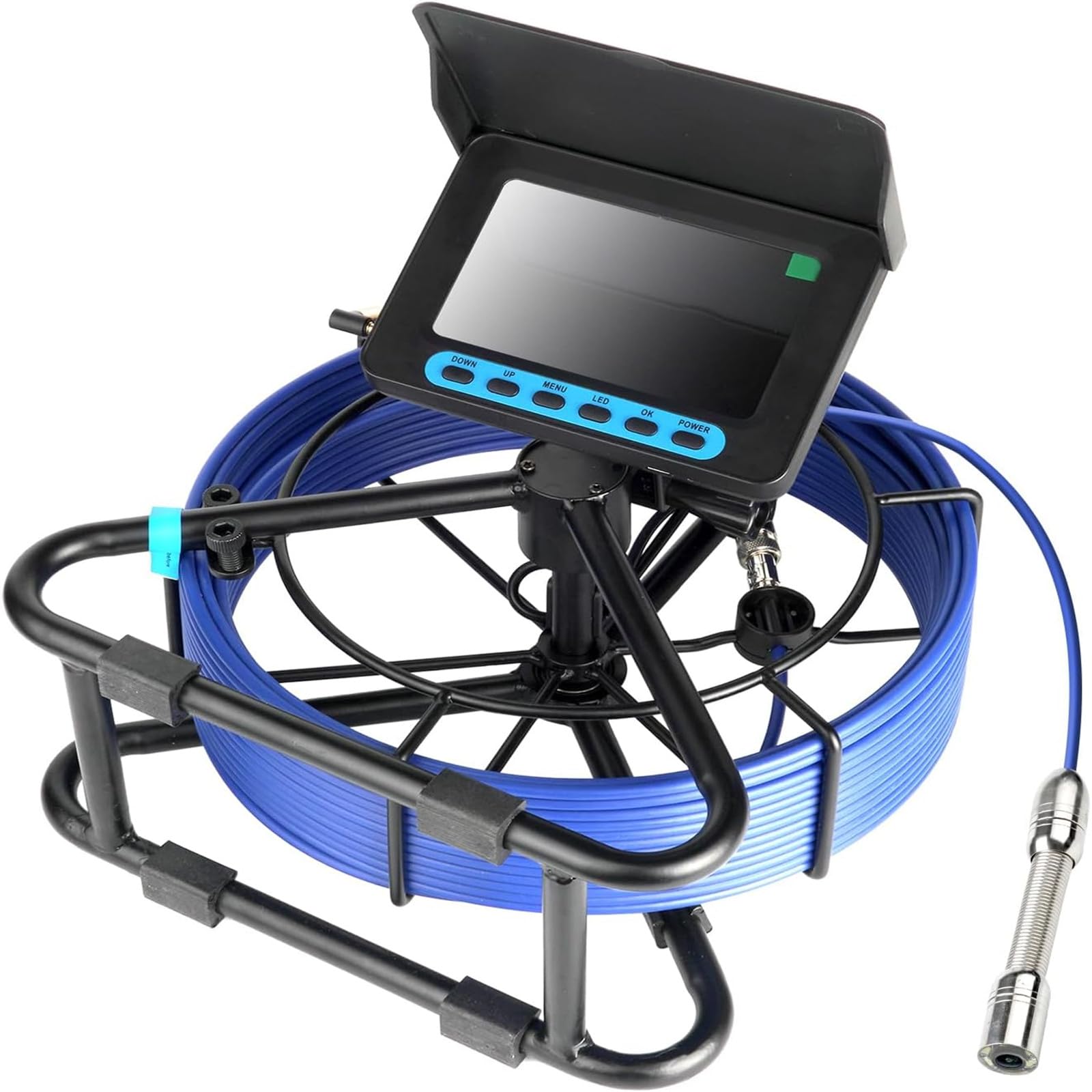 Sewer Camera 100ft HD Screen 8GB SD Card DVR 6 LED Lights Pipe Drainage Inspection Camera IP68 Waterproof Industrial Endoscope Fiberglass Cable with Meter Counter 5000mAh 1000TVL Air Conditioning