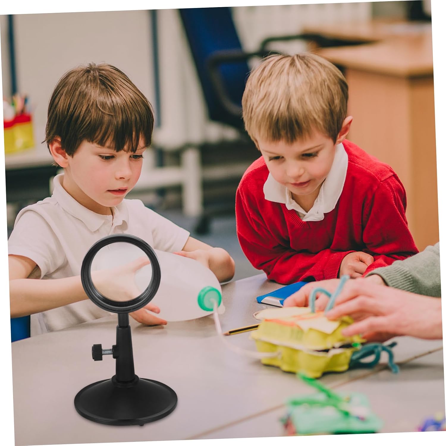 Alipis 29037 Optical Lens Set with Convex and Concave Mirrors for Physics Experiments Handheld Teaching Tools Includes Adjustable Support Stand