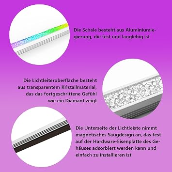 GERUI ARGB Case Light Strip 5v, Sound Effect Synchronous LED Broken Drill, Desktop Computer Case Decorative Lighting, Game Computer Illumination, 29cm