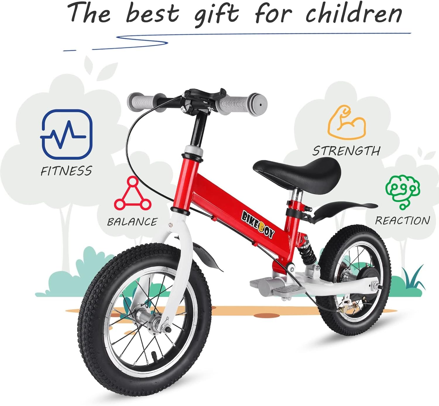 Balance Bike 2 in 1,The Dual Use of a Kids Balance Bike and Kids Bike,12 14 Inches for 2-6 Years Old,with Shock Absorbers, Fenders, Pedals, Auxiliary Wheels