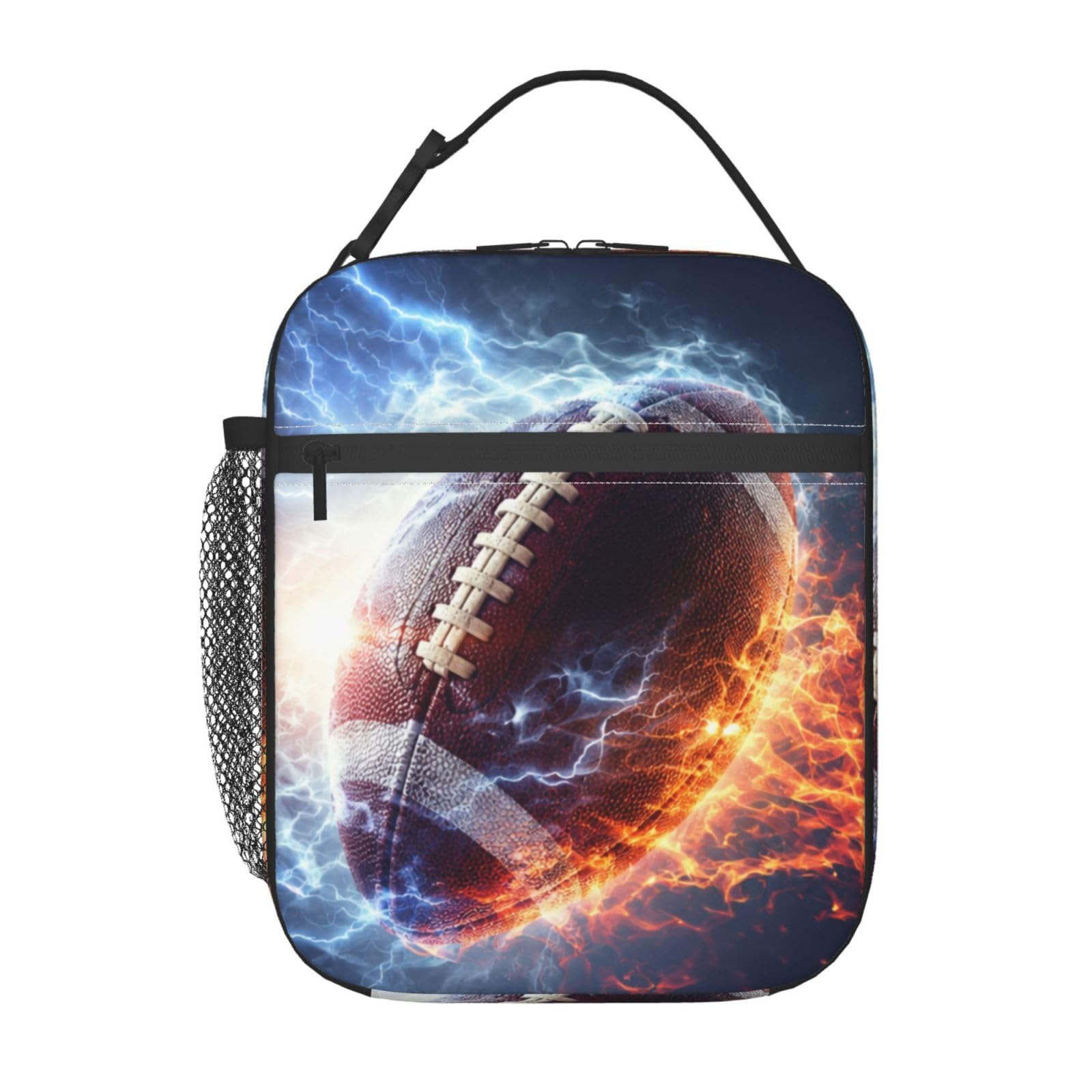 KUOAICY Football Lunch Box Reusable Insulated Boxes Lunch Bag Thermal Cooler for Boy Girl School Men Women Beach Picnic Travel