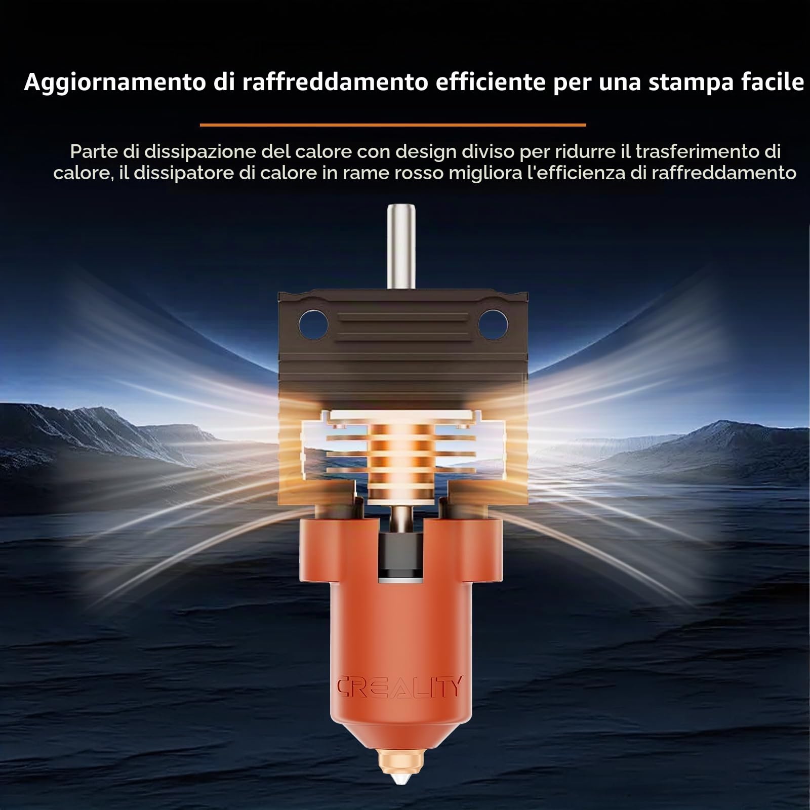 Kit di aggiornamento ufficiale Creality K1/K1 Max/K1C Hotend, kit blocco riscaldante in ceramica serie K1, supporta alte temperature di 300°C, alta velocità di 600 mm/s