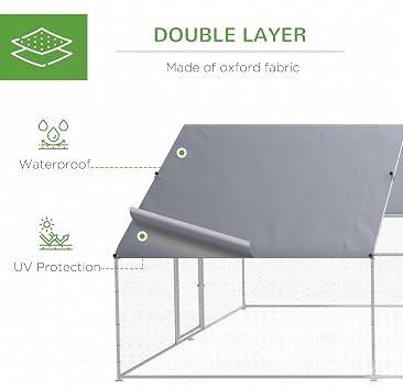 PawHut Large Chicken Coop Spired Shaped Walk-in Fence Cage 9.8'x26.2'x6.4'