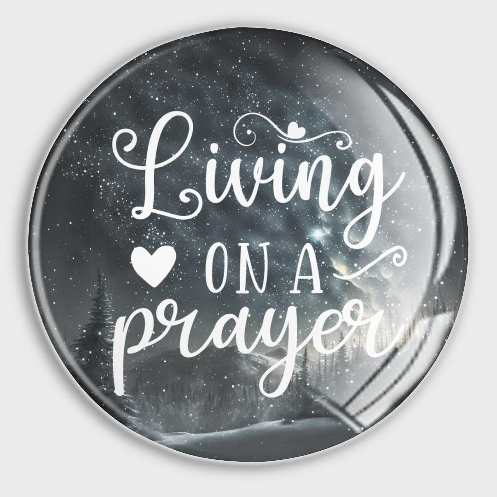 Aimants de réfrigérateur en verre Living On A Prayer avec citation chrétienne pour tableau blanc